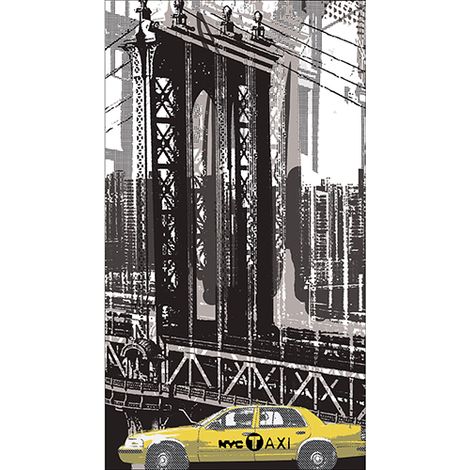 Sticker réfrigérateur et lave vaisselle, rêve new-yorkais ville lumière aventure urbaine déco, 180 cm X 100 cm (1/4)