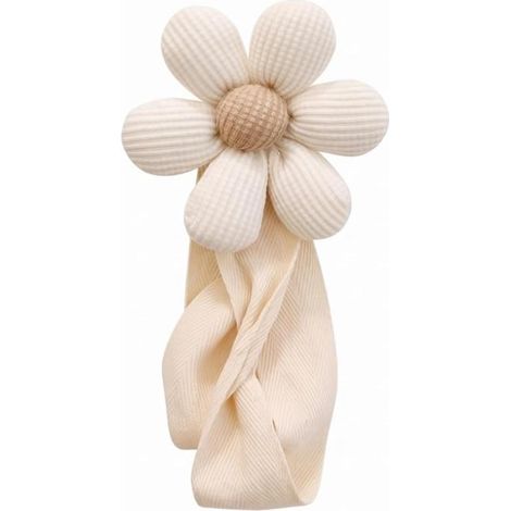 Lot de 2 embrasses pour rideaux fleur, blanc cassé, fixation sans perçage, idéal chambre de fille. (1/5)