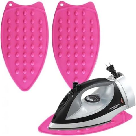 Coussin À Repasser - En Silicone Avec Picots En Relief Pour Circulation De La Vapeur - Anti-brûlure - Rose Et Rouge - Lot De 2
