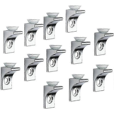 Support d'étagère en verre, lot de 12, en alliage de zinc chromé poli, à angle droit, avec ventouse.