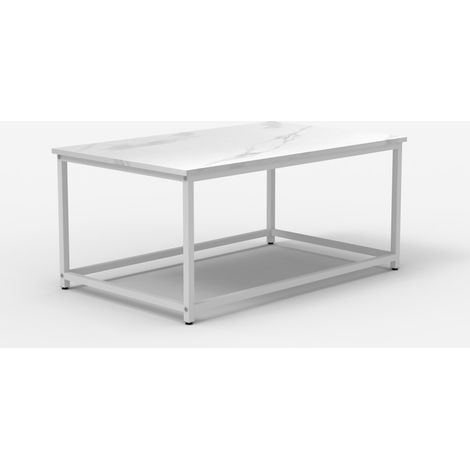 Tavolino da salotto contemporaneo 100x60x45cm effetto marmo Corniola - Bianco