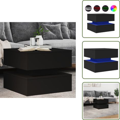Couchtisch mit LED-Leuchten Schwarz 50x50x40 cm - Couchtisch - Wohnzimmerstil - Moderner Couchtisch - Holzwerkstoff Möbel - LED Beleuchtung (1/5)