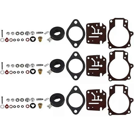 Kit de réparation de carburateur (3 pièces) avec flotteur, compatible avec les moteurs Johnson Evinrude 396701 65, 70 et 75 CV.