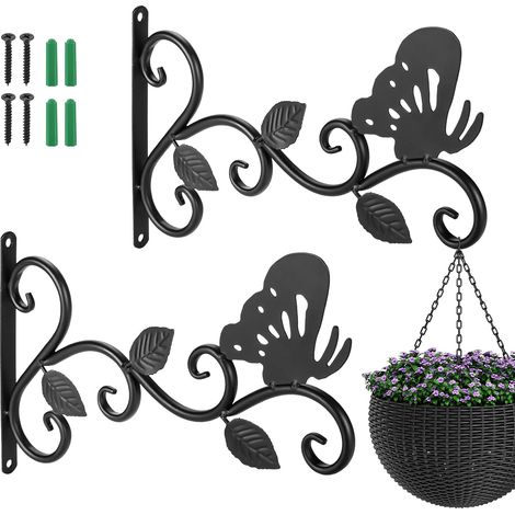 Support de panier suspendu mural de 12 pouces, lot de 2 crochets pour plantes, idéal pour paniers de jardin, lanternes, luminaires de pelouse et pots de fleurs. (1/5)