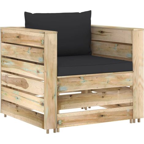 Maison Exclusive - Set Salotto da Giardino 2 pz con Cuscini Legno Impregnato Verde