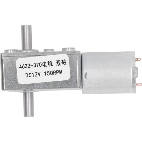 Moteur à engrenage à vis sans fin 12 V CC, micromoteur électrique à double arbre, moteur réducteur entièrement métallique 4632-370, 150 tr/min (1/5)