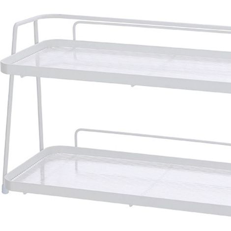Étagère de rangement couleur crème pour salle de bain/toilettes, étagère de rangement à poser sur le comptoir des toilettes/lavabos, présentoir à cosmétiques de bureau, blanc (1/5)
