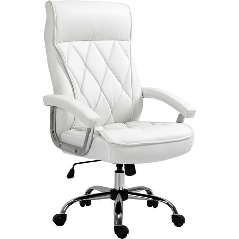 Ergonomischer Bürostuhl aus weißem Kunstleder mit Wippfunktion und Höhenverstellung MODENUIT (1/5)
