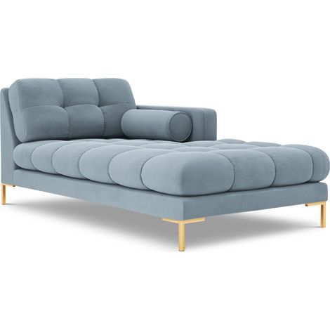 Méridienne droite en velours bleu clair (1/5)