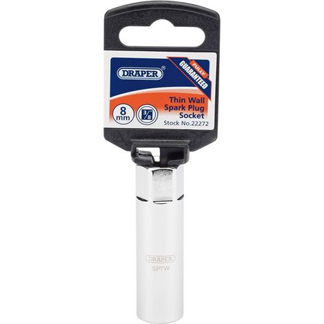 Draper 8mm Thread (14mm Socket) 3/8" Square Drive Thin Wall Hi-Torq&174 12 Point Spark Plug Socket (22272) (1/5)