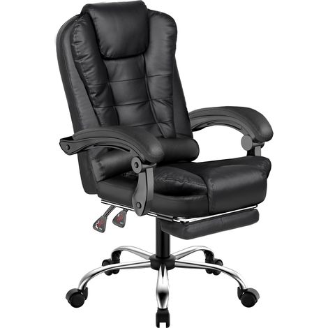 Rattantree - Fauteuil de bureau ergonomique inclinable - Hauteur Réglable 105-115 cm - dossier inclinable 135° - repose-pied - Base pivotante 360° - Capacité Max 130KG - Revêtement synthétique PU