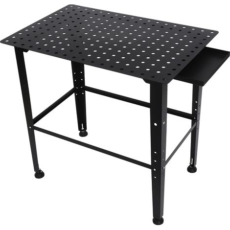 Tavolo di saldatura 92 x 60 x 85 cm, Piastra forata, Tavolo di saldatura mobile, Consolle di saldatura, Occhielli di sospensione - Capacità di carico: 598,74 kg