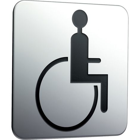 Türschild emco system 2 zum Aufkleben, Rollstuhlfahrer, chrom - 357600003 (1/3)
