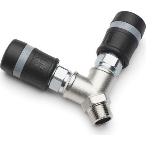 Distributeur avec 2 raccords rapides de sécurité AG G 1/2