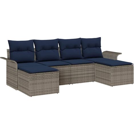 Set Divano da Giardino con cuscino 6 pcs Grigio polyrattan vidaXL