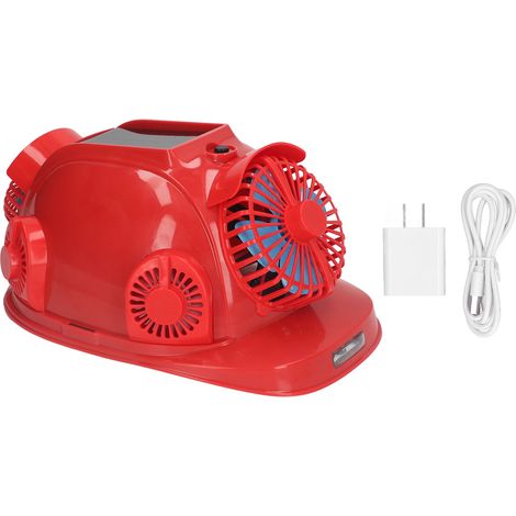 Casque de chantier solaire rouge ventilé 6 pales, double climatisation Bluetooth, protection anti-choc, prise US 100-240V, batterie 12000mAh (1/5)