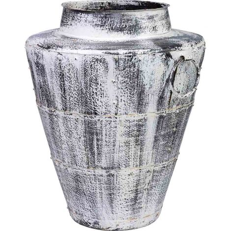 Jarrón de metal envejecido blanco 50x50x58