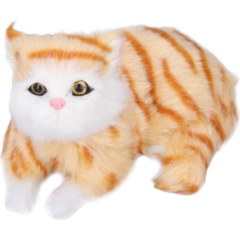 Leuchtend gelbes Plüschtier: Liegende Katze – Dekoratives Geschenk für Familie und Tierliebhaber (1/5)