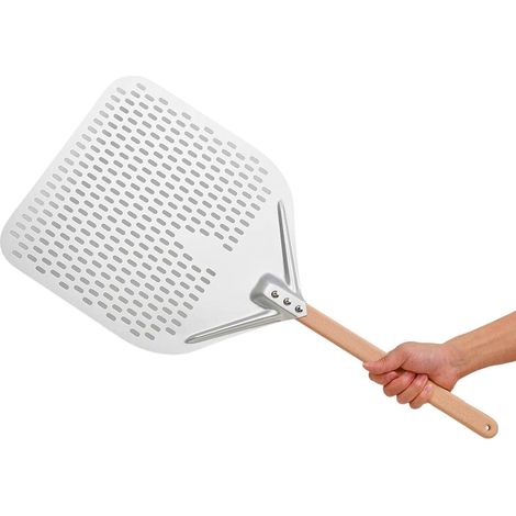 Pala per Pizza Forata in Alluminio Anodizzato con Manico in Legno 30+40cm Smontabile Pane Dolci (1/4)