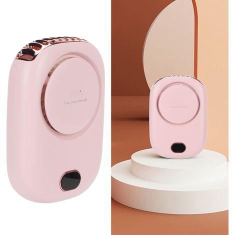 Mini ventilador eléctrico portátil recargable por USB, sin aspas, para colgar alrededor del cuello, ideal para deportes al aire libre y viajes (verde). (1/5)