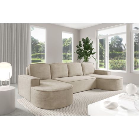 SOFELLO MOLLY Luxus Wohnlandschaft U-Form – Große Runde Ecksofa mit Schlaffunktion CURIO Stoff Bonellfederung Premium Qualität (1/5)
