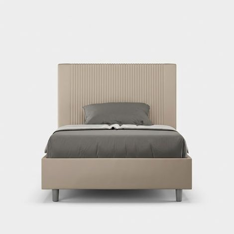 Französisches Polsterbett 120x200 mit Bettkasten Kunstleder Goya P1 - Beige