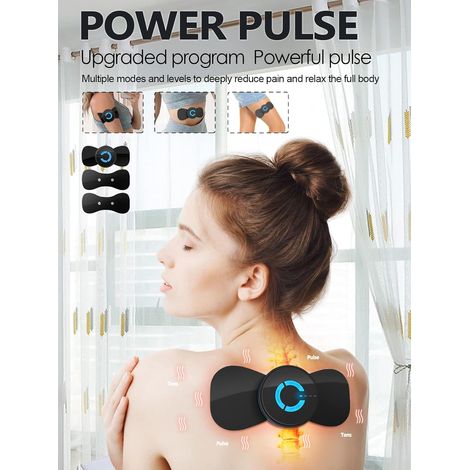 Appareil noir à 2 électrodes, mini-appareil de massage par microcourant EMS, instrument de physiothérapie multifonctionnel basse fréquence, stimulateur musculaire, appareil de soulagement de la douleu (1/4)