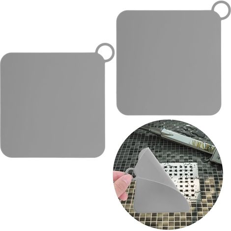 Bouchons de vidange lot de 2 en silicone gris 15 x 15 cm avec poignée pour évier et douche récupérateur de cheveux et protection anti obstruction (1/5)