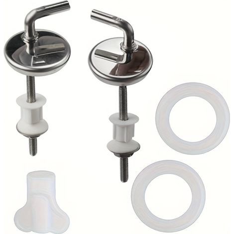 1 jeu de charnières pour siège de WC en acier inoxydable avec vis à joint d'étanchéité, accessoires pour WC à chasse d'eau avec rondelles en caoutchouc (1/5)