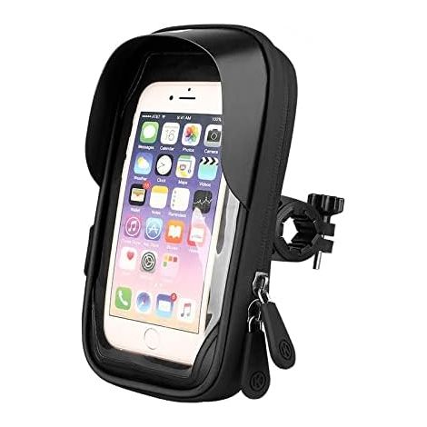 Support de téléphone portable étanche de 6,4 pouces pour vélo, moto, guidon, sacoche, universel, pour vélo et scooter (noir)