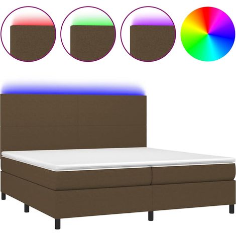 Maison Exclusive - Letto a Molle Materasso e LED Marronescuro 200x200cm in Tessuto (1/5)