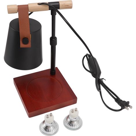 Ortviai Lampe chauffe-cire réglable en bois avec minuterie et gradation – Noir, hauteur ajustable (255–340 mm), GU10 50 W (1/5)