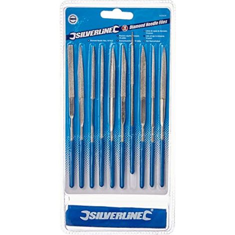 Silverline 633509, Set di lime ad ago diamantate, 10 pz., 140 mm (1/4)