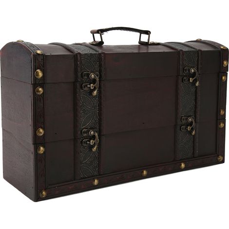 Coffret à bouteilles de vin vintage tendance en forme de valise, contenant pour 2 bouteilles de vin, avec couvercle et poignée. (1/5)