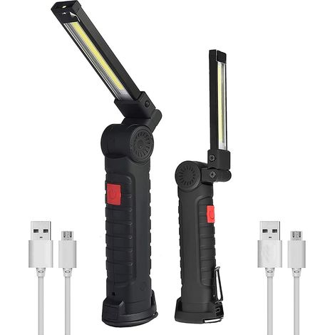 Luce da lavoro COB, torcia LED portatile ricaricabile con base magnetica, 5800LM, modalità luce bianca/rossa, luce da campeggio per garage, campeggio, emergenza