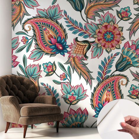 Papier peint autocollant Mural avec colle pour salon et chambre Décoration murale rapide Motif oriental 250x250 cm (1/5)