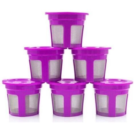 Lot de 6 filtres à café réutilisables K-cup Pod – Capsules de café rechargeables avec filtre intégré pour cafetières Keurig&Select à une tasse (1/4)
