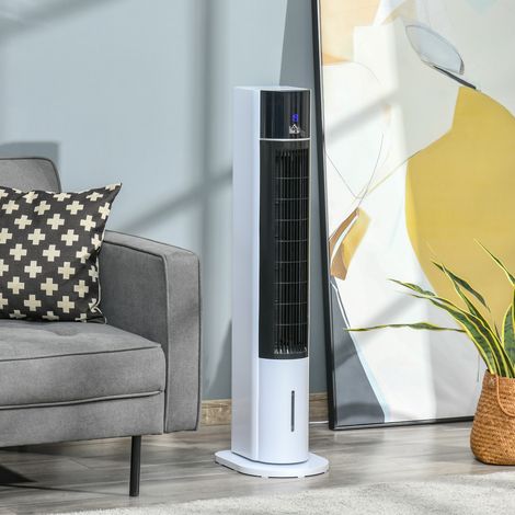 Ventilatore Raffrescatore Evaporativo 3 Modalità e 3 Velocità, Timer, Oscillazione e Telecomando, Bianco