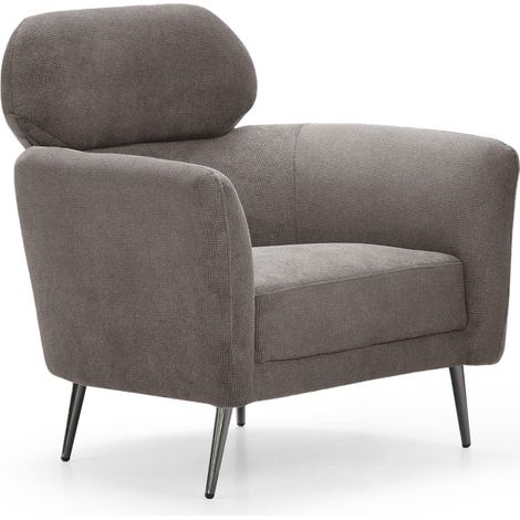 Fauteuil moderne avec haut dossier Damigal Tissu doux Gris taupe