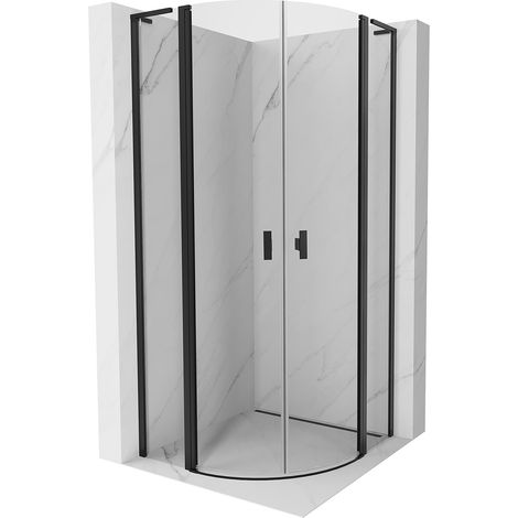 Mexen Mist L Duschkabine halbkreisförmig Schwingtür 80 x 80 cm, transparent, schwarz - 8A32L-080-080-70-00 (1/5)