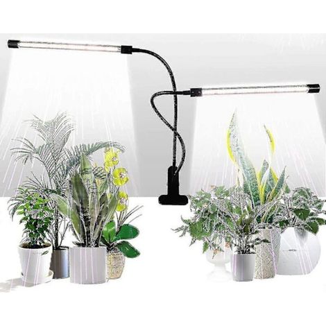 Pflanzenwachstumslampe, 50W Tageslichtweißlicht, Doppelkopf-Pflanzenwachstumslampe mit Klemme und 84 LEDs, 4/8/12-Stunden-Timer, 5-stufige Dimmung.
