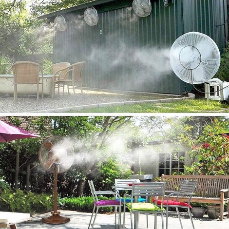 Nebelventilator-Set für den Außenbereich, Sprühring mit 4,9 m langem Schlauch, Sprühschlauch für Gartenbewässerung (Metallanschluss) (1/5)