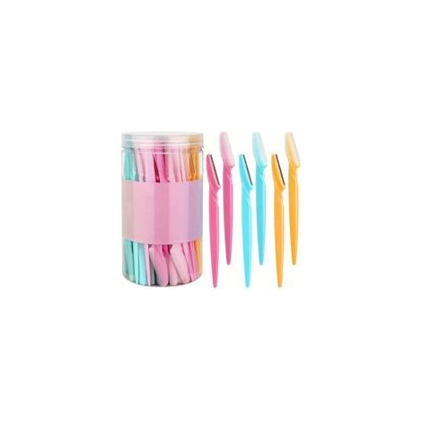Rasoir et sculpteur de sourcils de précision (en pot) — Design anti-rayures — Outil de beauté — 40 lames par pot (couleurs assorties) (1/5)