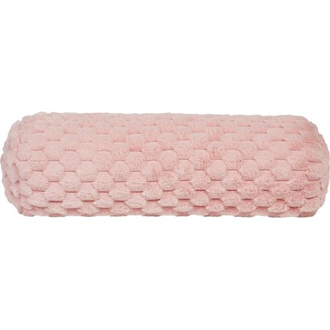 Cojín decorativo largo lana pelo sintético patrón liso 22 x 60 cm rosa Liden