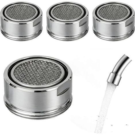 Aérateur de robinet de cuisine en 4 pièces, buse de filtre de robinet de 24 mm avec rondelle, pièces de rechange : régulateur de débit, économiseur d'eau. (1/5)