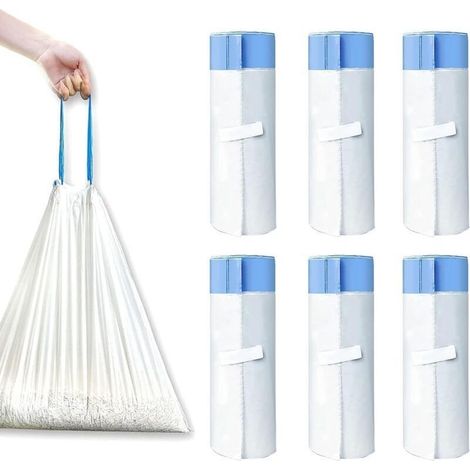 Sacs à litière pour chat 500 x 450 mm, avec poignée de transport, pour litière autonettoyante, paquet de 90, biodégradables, durables, indéchirables, 6 rouleaux (1/4)