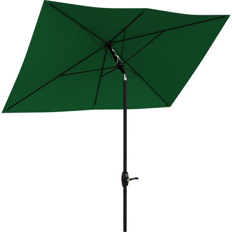 Rechteckiger Gartenschirm 2x3 m, neigbar mit Kurbelöffnung, Grün, Sonnenschirm