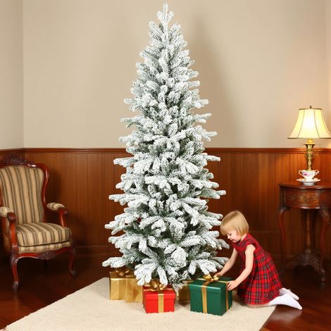 6ft Flocked Artificial Christmas Tree (1/5)