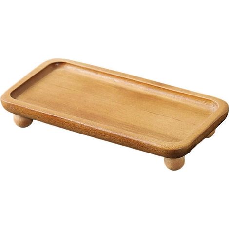 Plateau de rangement d'entrée, présentoir en bois sur pied pour comptoir de cuisine, lavabo de salle de bain, décoration multi-usages, petit format (1/5)