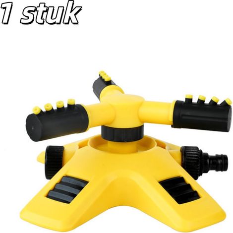 1 arroseur de jardin jaune avec rotation automatique à 360 degrés et double jet pour pépinière plantes et pelouse système d arrosage manuel adapté au jardin (1/5)
